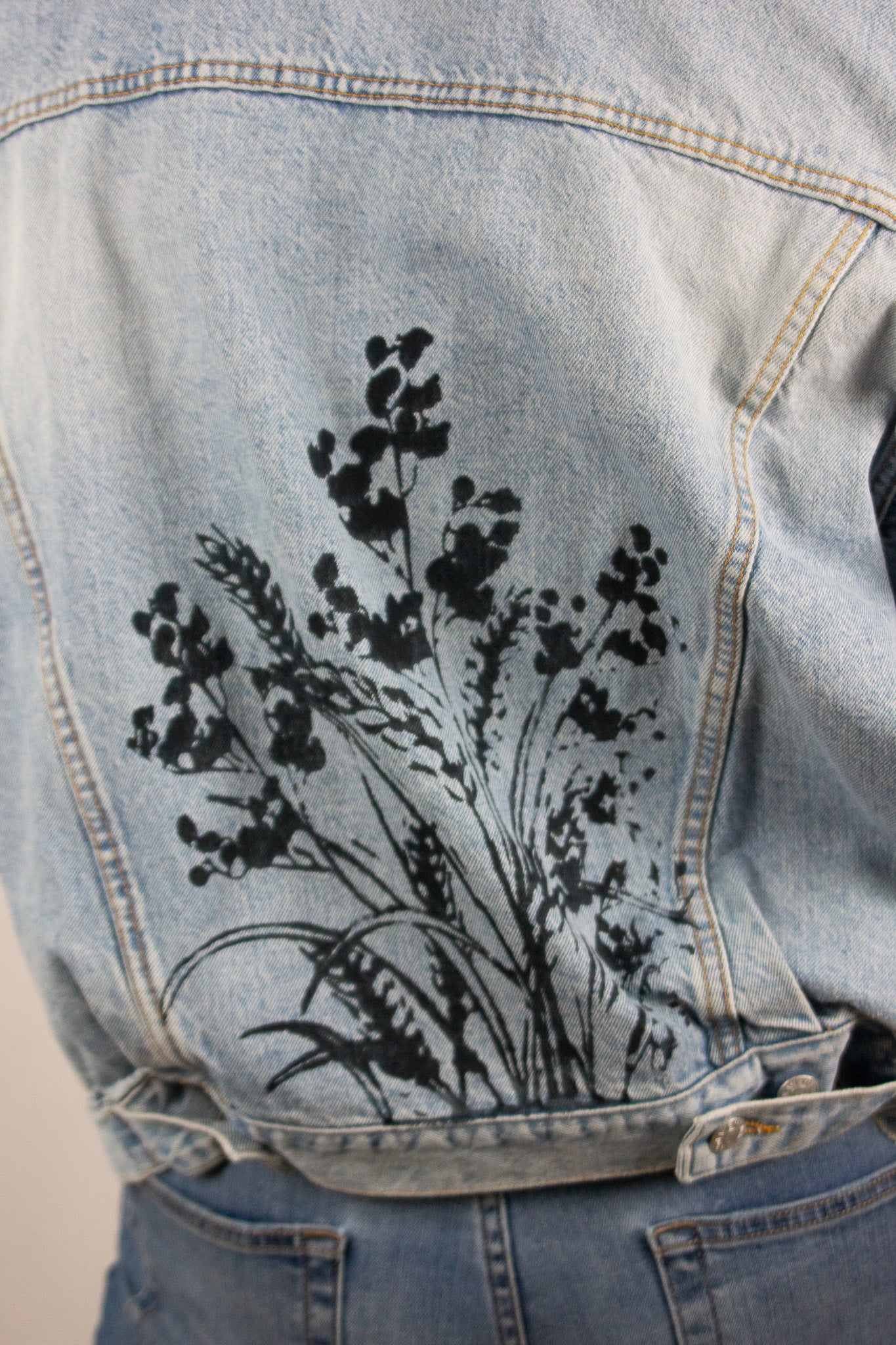 Fall Floral Vintage Denim Jacket