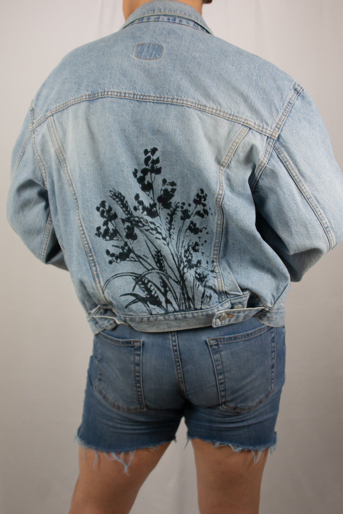 Fall Floral Vintage Denim Jacket