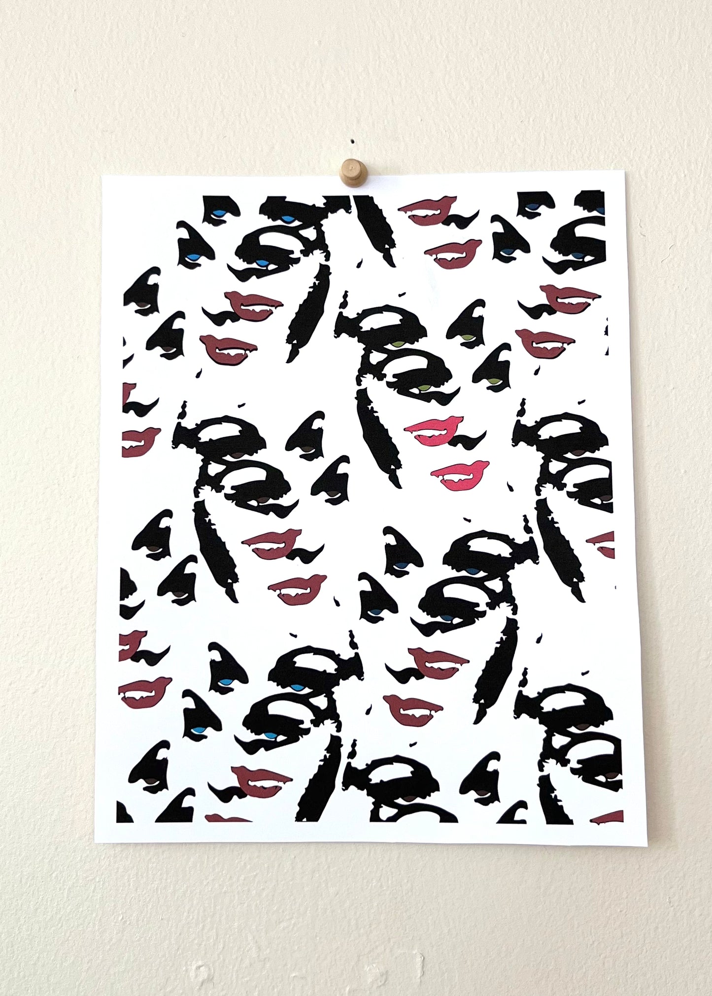 Faces Textile Print